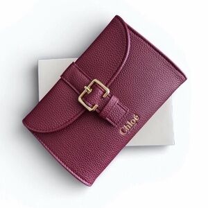 Chloé Burgundy Leather Clutch with Gold Hardware NIB